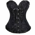 thumbnail image 2 of Feancey Corset Tops for Women Plus Size Renaissance Bustier Top Strapless Lace Shapewear Lingerie Overbust Push Up Bodysuit Black S, 2 of 3