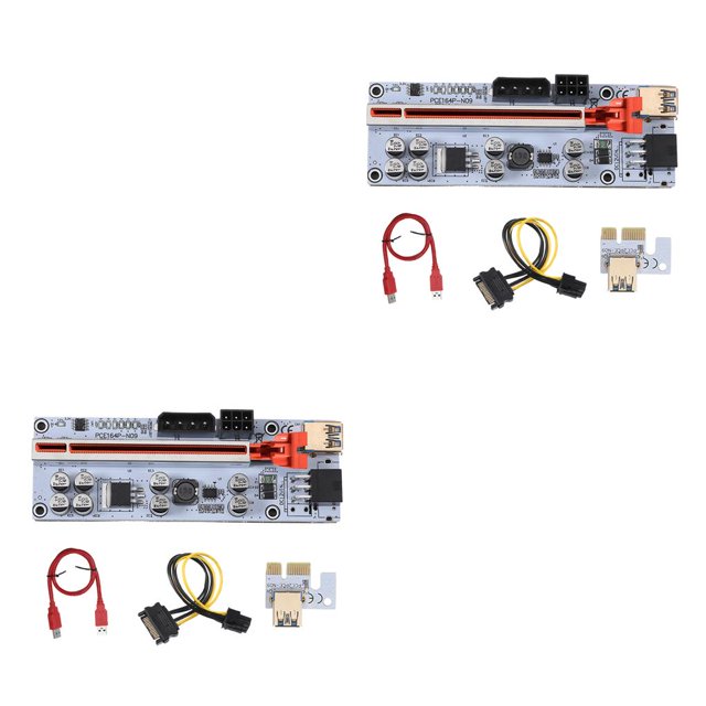 Transemion Adaptateur PCI-E 1x vers 16x USB 3.0 Vitesse Rapide Port d'Alimentation 6 Broches Rallonge PC de Bureau Équipement Mineur Rouge 2Set