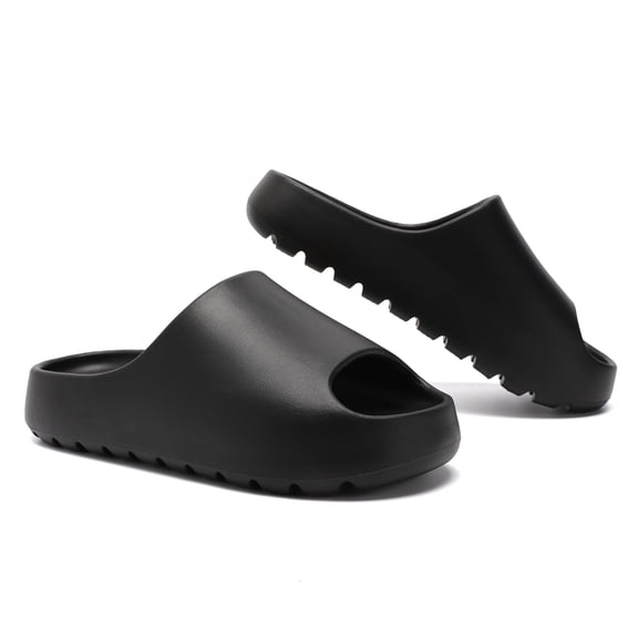 Cloud Slides for Women Men,EVA Soft Recovery Slides for Womens,Thick Sole Open Toe Shower Shoes Outdoor&Indoor House Slippers Sandals(Black 38/39)