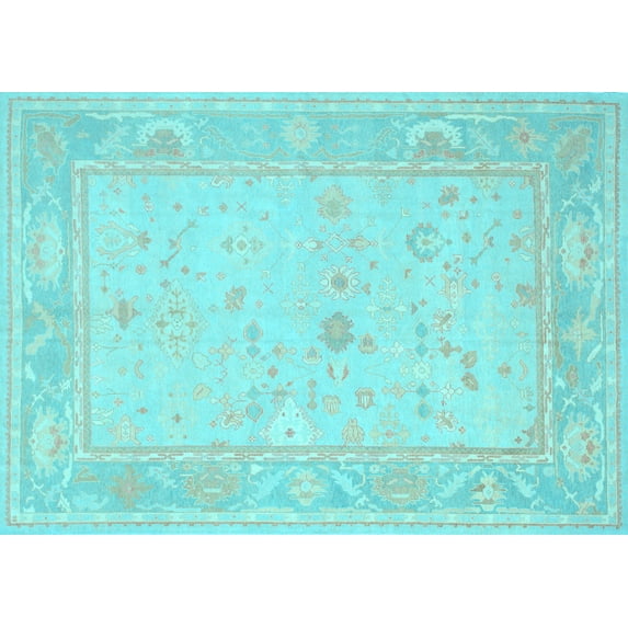 Ahgly Company Indoor Rectangle Oriental Light Blue Traditional Area Rugs, 6' x 9'