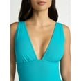 thumbnail image 5 of Time and Tru Women’s and Women’s Plus Ribbed Plunge One Piece Swimsuit, Sizes XS-2X, 5 of 6
