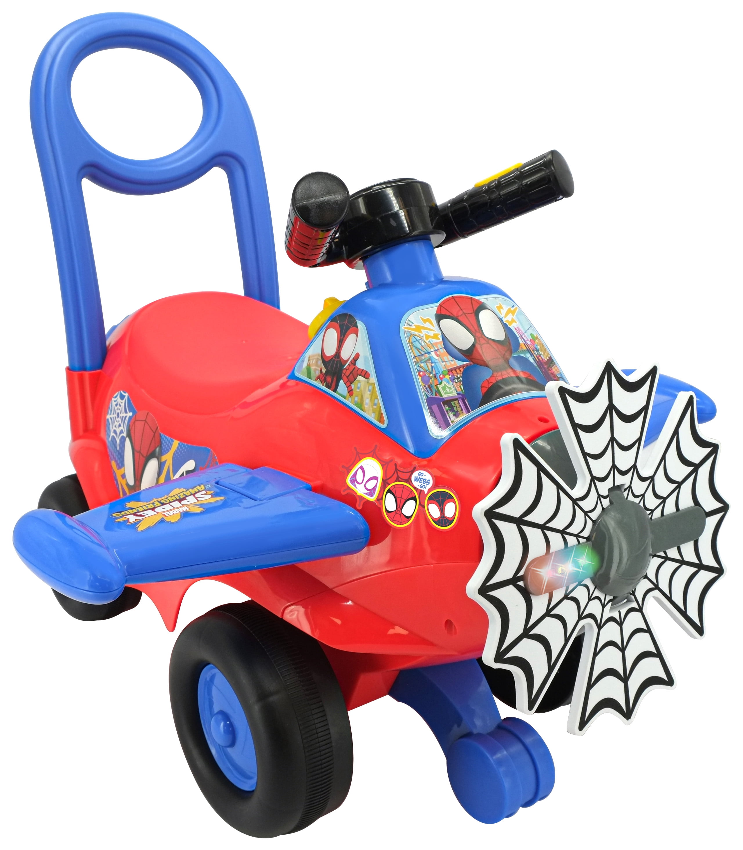 Kiddieland Marvel Spidey and Friends Activity Plane Ride-On for Toddlers with Lights and Sounds