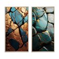 thumbnail image 2 of Designart "Teal Tranquility Marble Art in Teal and Gold I" Abstract Painting Framed Wall Art Set Of 2 - Modern Turquoise Frame Gallery Set For Office Decor, 2 of 6