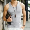 thumbnail image 4 of Hessimy Sleeveless Shirts for Men Loose Fit Blouse Trendy Casual Sleeveless T Shirts Summer Tops Round Neck Tees Shirts Fitness Sports Solid Color(Grey,L), 4 of 6