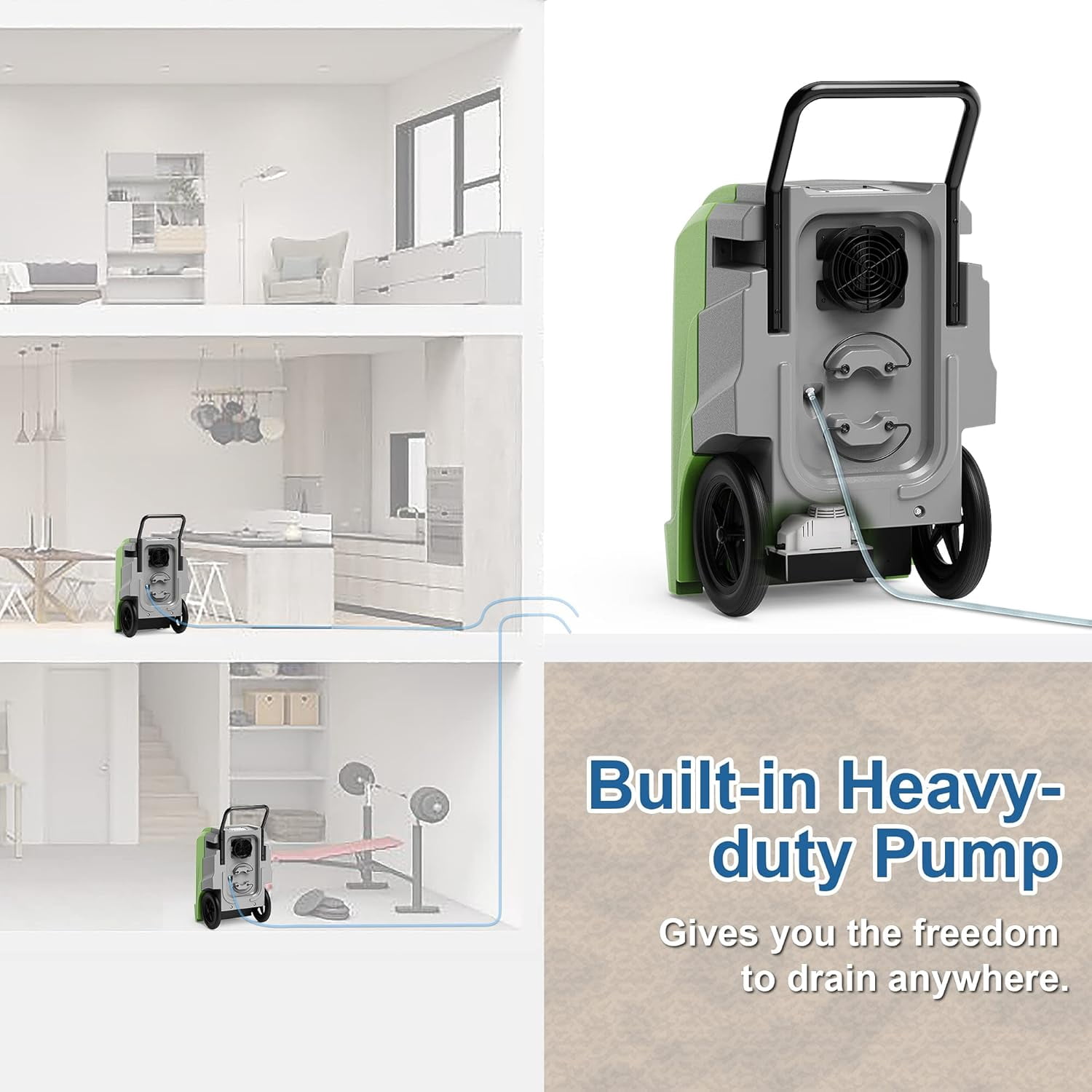 ALORAIR  Commercial Dehumidifier with Pump Drain Hose, 190 Pints Smart WiFi Industrial Dehumidifier Large Capacity for Basements, Garages, Mall & Job Sites, 5 Years Limited Warranty, Green