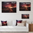 thumbnail image 4 of Designart "Pink Black Sunrise Majestic horizon I" Landscape Sunset Print on Natural Pine Wood, 4 of 5