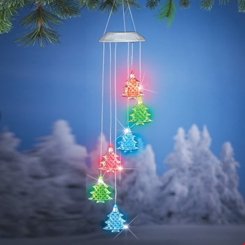 Outdoor Solar Lighted Christmas Trees Hanging Décor
