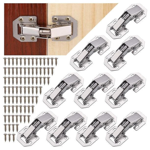 10 Piezas Bisagras para Armario con Tornillos, Bisagras de Cierre Suave para Puertas de Armario de Cocina, Bisagra de 90 Grados