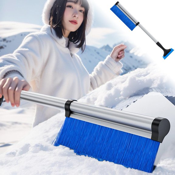 2in1 Car Snow Ice Scraper Brush For Car SUV Trucks Detachable Snow Scraper With Foam Grip PVC Brush For Car Windshield