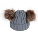 thumbnail image 1 of Gorro de invierno cálido para niños, tejido con forma de mapache y perro, con doble bola, para bebé y mujer, 1 of 2