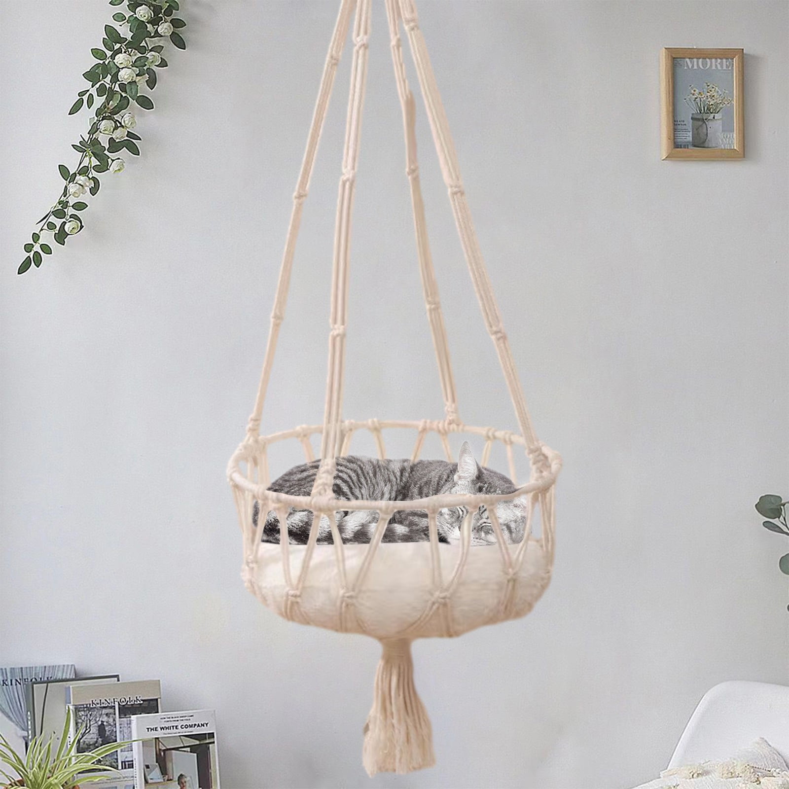 Dvumao Cat Hamocks for Indoor Cats – Hanging Cat Hammock with Happy Swing Motion, 11 lbs Capacity (Does Not Include the Pad)