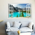 thumbnail image 2 of 3D Wall Decal Nature Landscape Fake Window Wall Poster Mountain Forest Lake Landscape Wall Sticker Wallpaper Peel and Stick, 2 of 5