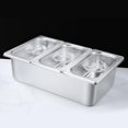 thumbnail image 4 of AOOOWER Stainless Steel Buffet Pan with Lid for Restaurant and Event Catering Rectangular Seasoning Box with 3-compartment, 4 of 7