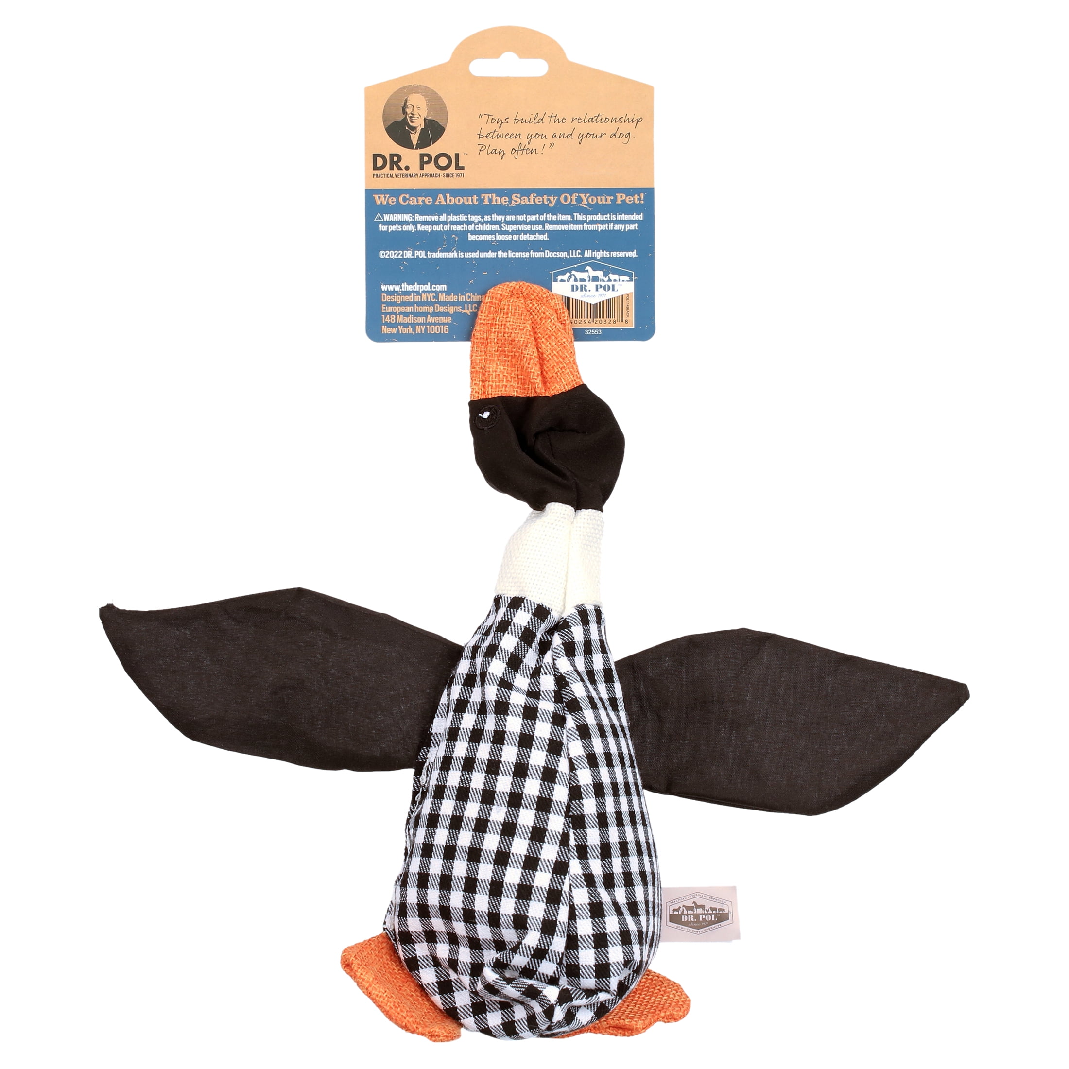Dr. Pol Plush Squawking Plaid Duck, Black