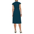 thumbnail image 3 of Vestido plisado de mujer Inspire Chic con cuello simulado, mangas cortas, ceñido a la cintura, estilo A-Line, talla 2XL, color azul pavo real, 3 of 5