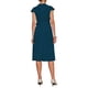 thumbnail image 3 of Vestido plisado de mujer Inspire Chic con cuello simulado, mangas cortas, ceñido a la cintura, estilo A, color azul pavo real, 3 of 5