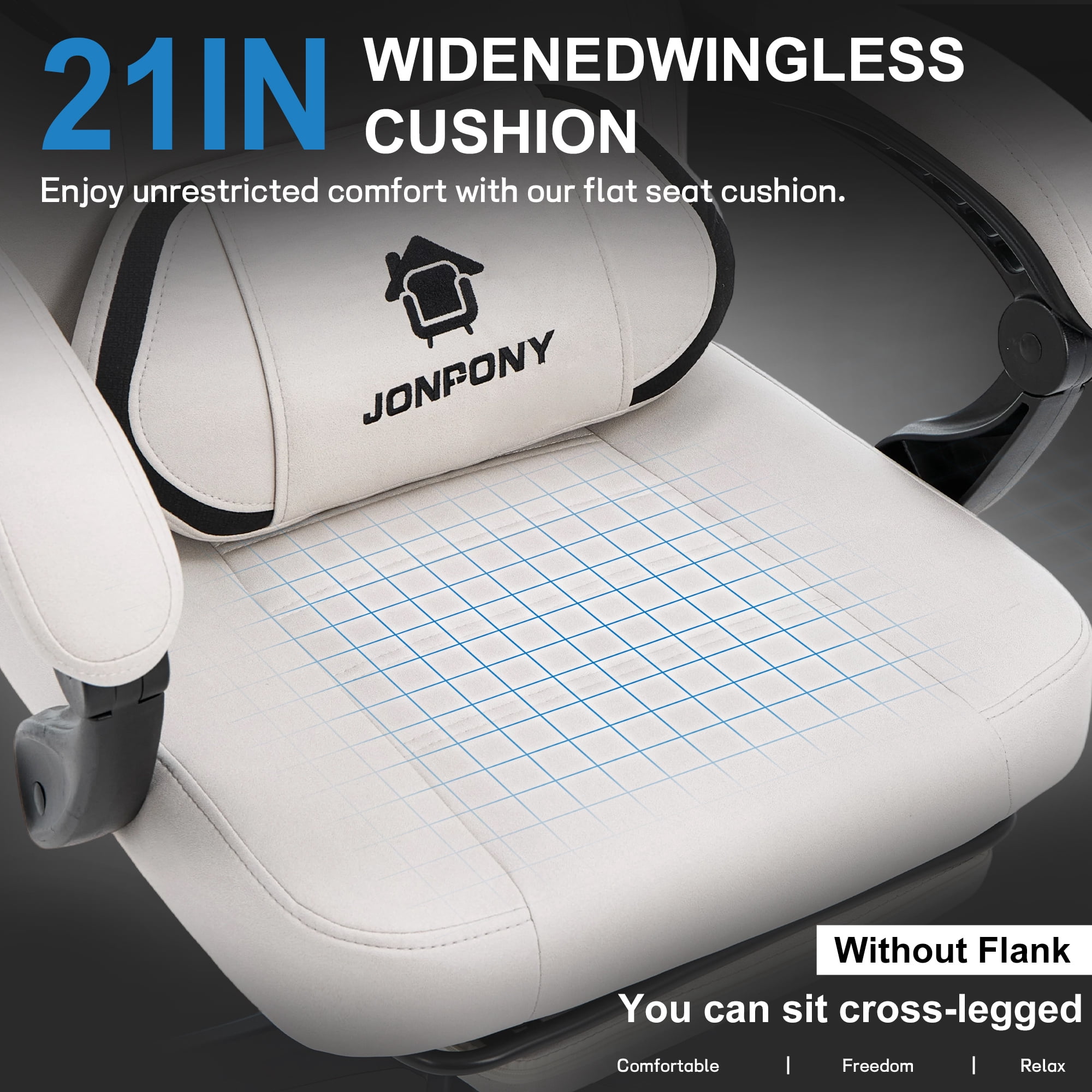 JONPONY Big and Tall Gaming Chair,Ergonomic Design with  Lumbar Cushion and Footrest,High Back Office Chair Support 8 Hours Long Sitting, Computer Chair,WHITE