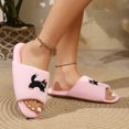 thumbnail image 6 of Fengactive Womens Cat Embroidery Open Toe Slide Slippers Round Toe Soft Sole Breathable Casual House Slippers, 6 of 8