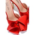 thumbnail image 5 of Cape Robbin Salsa Red Sexy High Heels Ribbon Open Toe Gold Sculptural Oval Pumps (RED, 8.5), 5 of 5