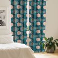 thumbnail image 2 of Ambesonne Leopard Window Curtains, Art Contemporary Hexagons, Each 28" W x 84" L, Dark Teal Pale Salmon, 2 of 4
