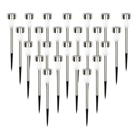SamyoHome Outdoor 24 Piece Stainless Steel Solar Power LED Pathway Lights