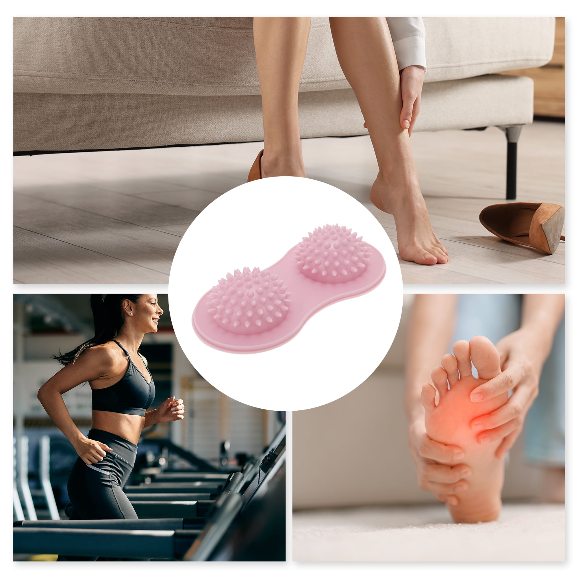 Unique Bargains Durable Useful 1 Pc Double Sphere Foot Massager for Home Pink