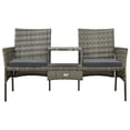 thumbnail image 2 of vidaXL 2-Seater Garden Sofa with Tea Table & Stools Poly Rattan Grey, 2 of 5