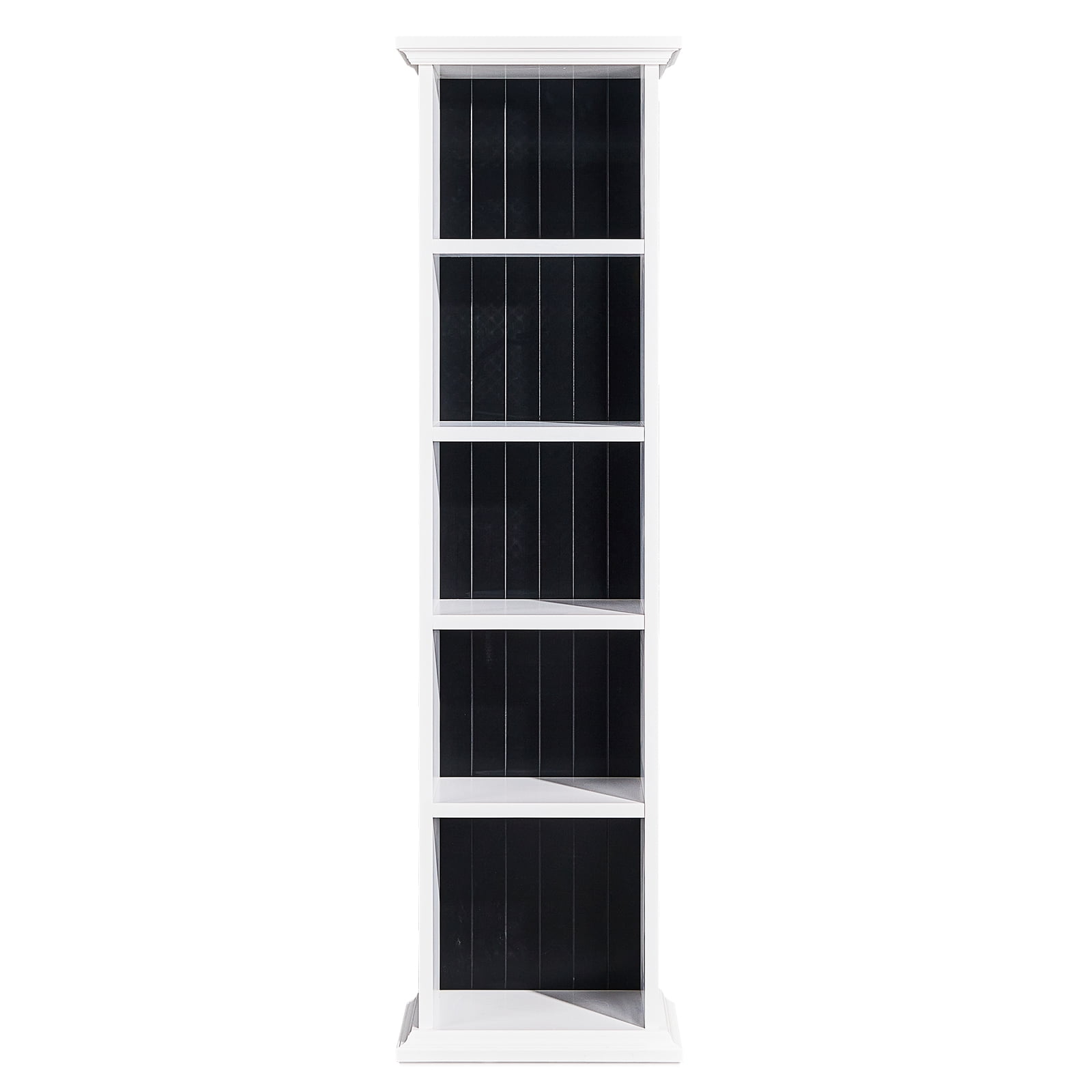 5-Tier Ladder Bookshelf, White with Black Back Panel, 20 x 12.99 x 70.87 in