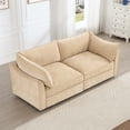 thumbnail image 2 of Newest 2-seater sofa ,pull-out storage drawers under each seat wraparound back,arm cushions featuring crescent-shaped armrests chenille wheat colour, 2 of 20