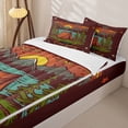 thumbnail image 3 of Erosebridal Cartoon Camper RV Zipper Queen Comforter Set with Fitted Sheet and 2 Pillowcases for Boys Girls, Natural Adventure Zipper Bedding Set, 3 of 7