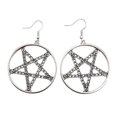 thumbnail image 1 of Wiccan Pentagrams Earrings Mystical Occult Amulet Pendant Earrings for Witchcraft Enthusiasts Hoop Earrings for Women, 1 of 4