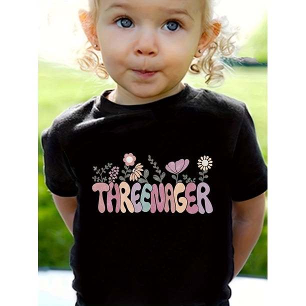 Adorable Wildflower Print T-Shirt for Girls - Perfect 3rd Birthday Gift, Soft Cotton, Machine Washable, Short Sleeve Summer Tee, Floral, Youngsters's Birthday Clothes, Tops