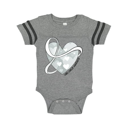 

Inktastic Lung Cancer Awareness White Ribbon Around Heart Gift Baby Boy or Baby Girl Bodysuit