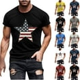 thumbnail image 5 of Chiccall Mens Independence Day Printed T-shirts USA Flag Graphic Short Sleeve Crew Neck Summer Beach Tee Tops Blouse, 5 of 5
