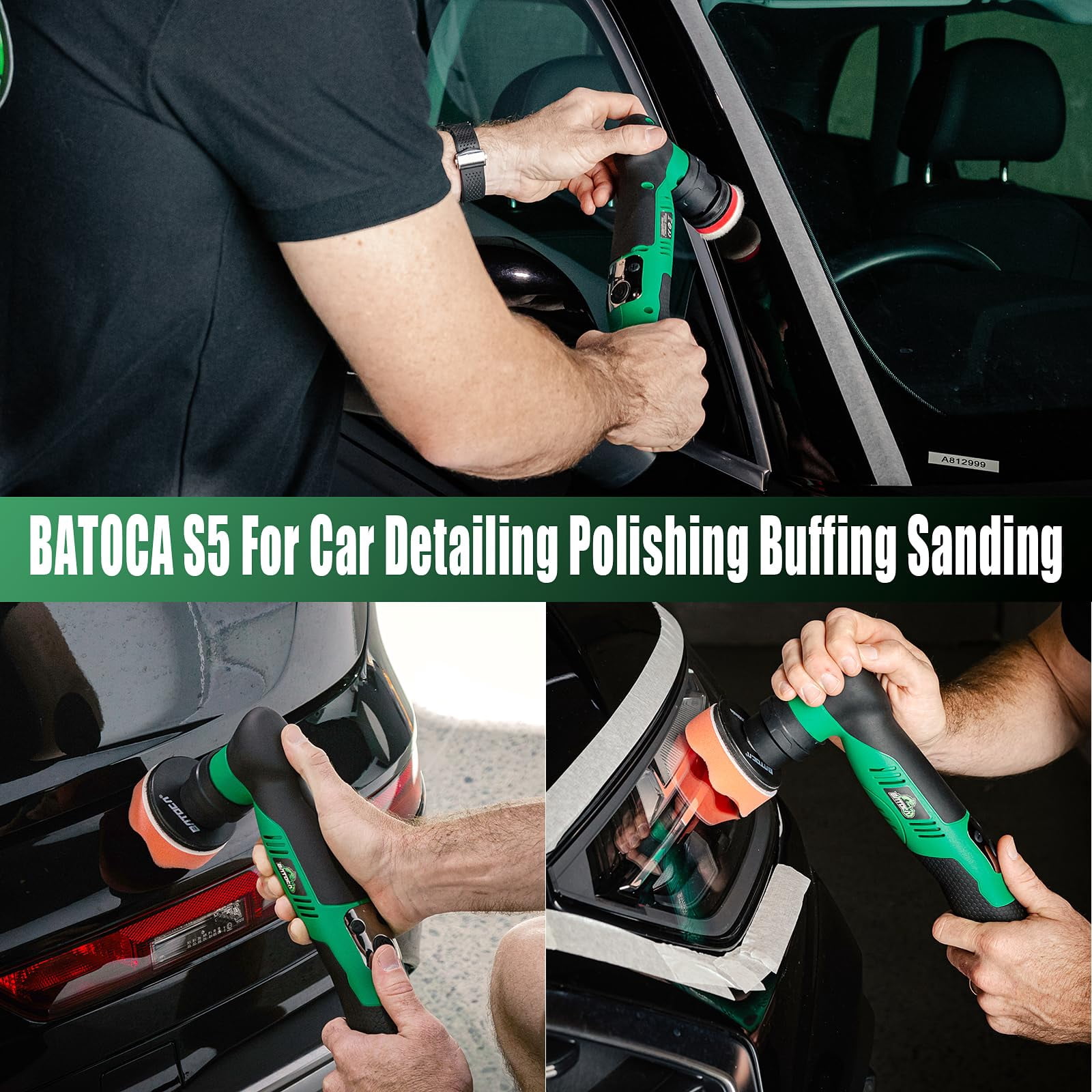 Cordless Car Buffer Polisher Kit 1 Inch 3 Inch Dual Action & Rotary Polishing Machine for Car Detailing,2x 2.0Ah Batteries,6 Variable Speeds 2000-5500RPM