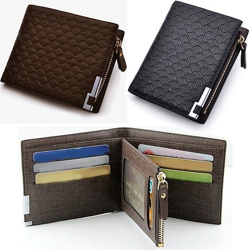 Cool Mens Leather Wallet Card Clutch Pockets Center Bifold Money Clip Slim Purse