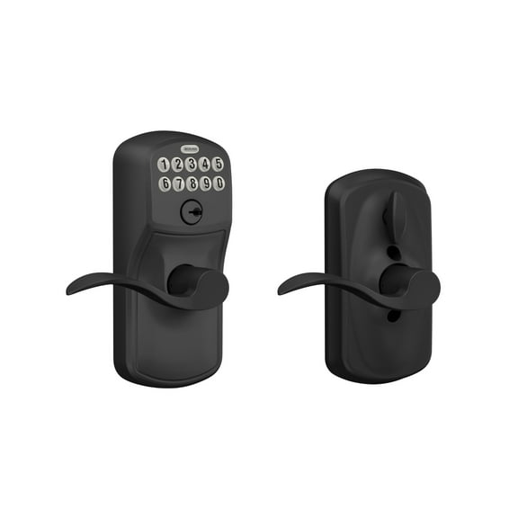Schlage FE595 PLY 622 Acc Plymouth Keypad Entry with Flex-Lock and Accent Lever, Matte Black