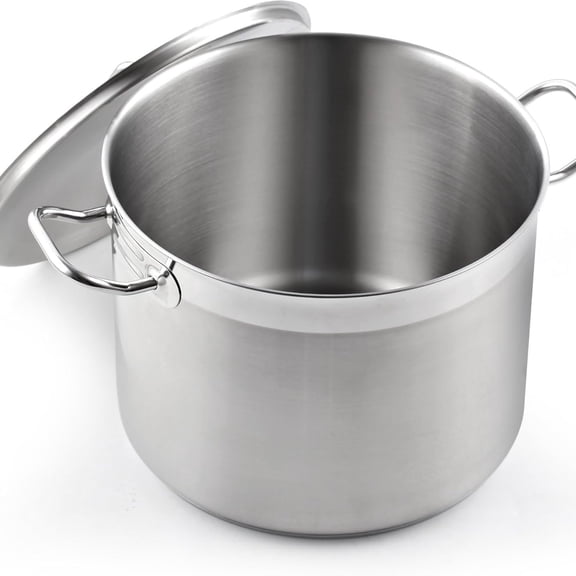 Stainless Steel, 20 Quart Professional Grade Stock Pot with Lid, Silver
