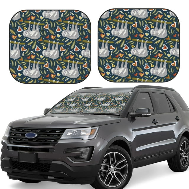 Vsdgher Cute Sloth Print Car Windshield Sun Shade, Reflective Sunshade Window Sunshade Sun Visor Protector Fit for Cars,Trucks,SUVs-Small