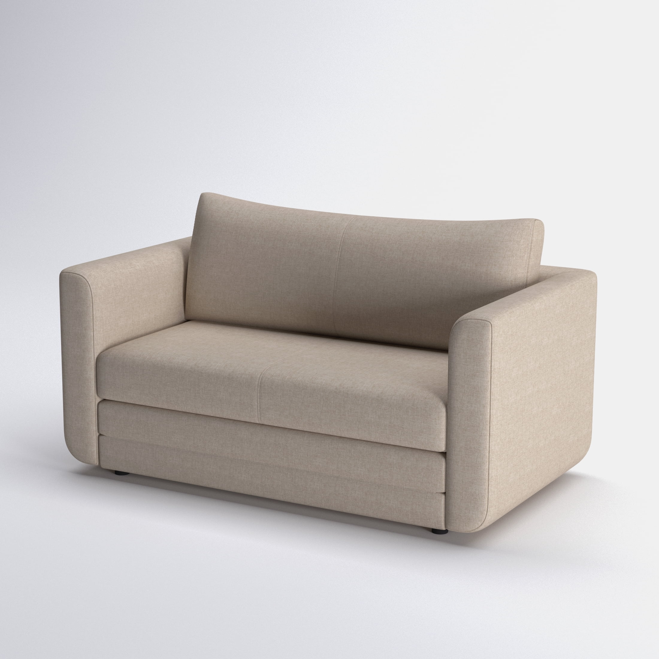 A&D Home Afton Faux Linen Loveseat, 2 Person Compact Sleeper Sofa Bed, Beige