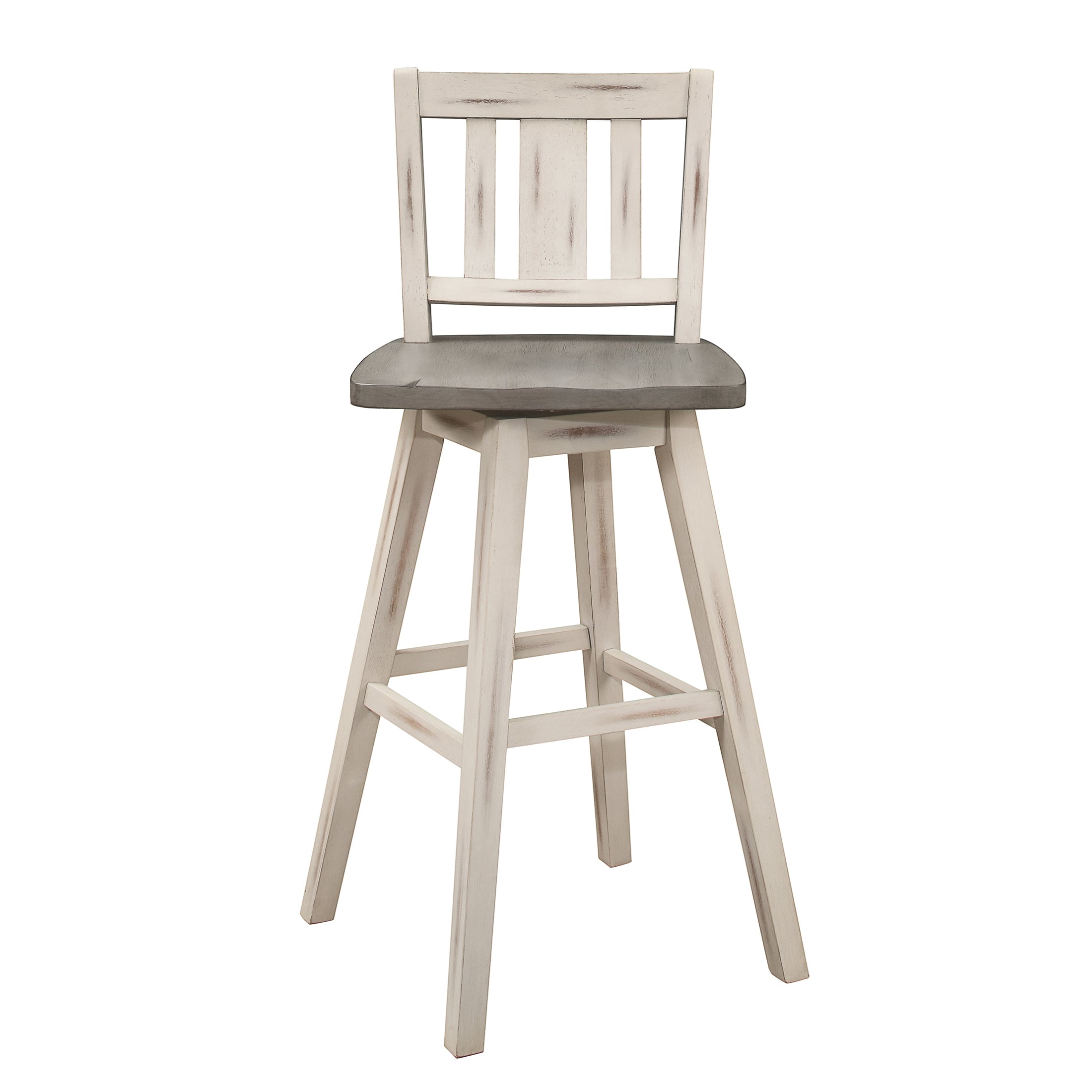 OakvillePark Roscoe Swivel Pub Height Barstool (Set of 2), White/Gray