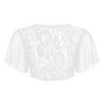 thumbnail image 5 of Alvivi Women's Lace Crochet Cardigan Ruffle Chiffon Short Sleeves Open Front Casual Bolero Shrugs White Large, 5 of 7