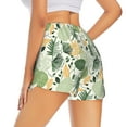 thumbnail image 4 of Picia Hawaiian Style Pattern Women's 2 in 1 Athletic Running Shorts High Waisted Workout Casual Gym Sweat Shorts with Comfy Liner Zipper Pockets-Small, 4 of 9