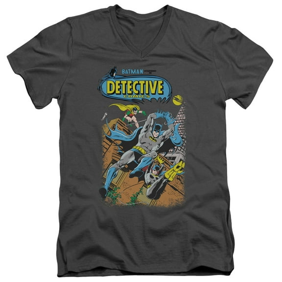 Batman Detective #487 S/S Adult V-Neck T-Shirt Charcoal