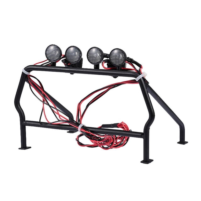 Parrilla de tejado de Hierro para 1:10 RC Coche, un Conjunto Viene de Jaula Antivuelco y 6 LEDs