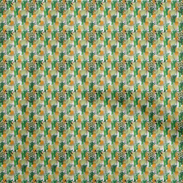 oneOone Rayon Green Fabric Abstract Fabric For Sewing Printed Craft Fabric By The Yard 56 Inch Wide