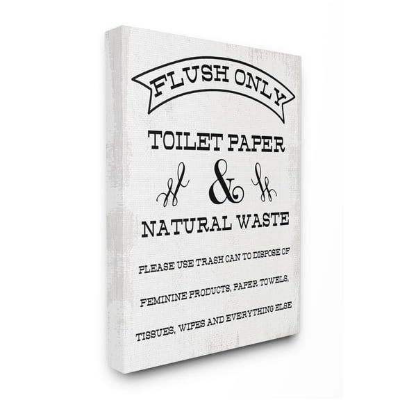 Stupell Industries Flush Only Toilet Paper Rustic Bathroom Sign Designed by Daphne Polselli