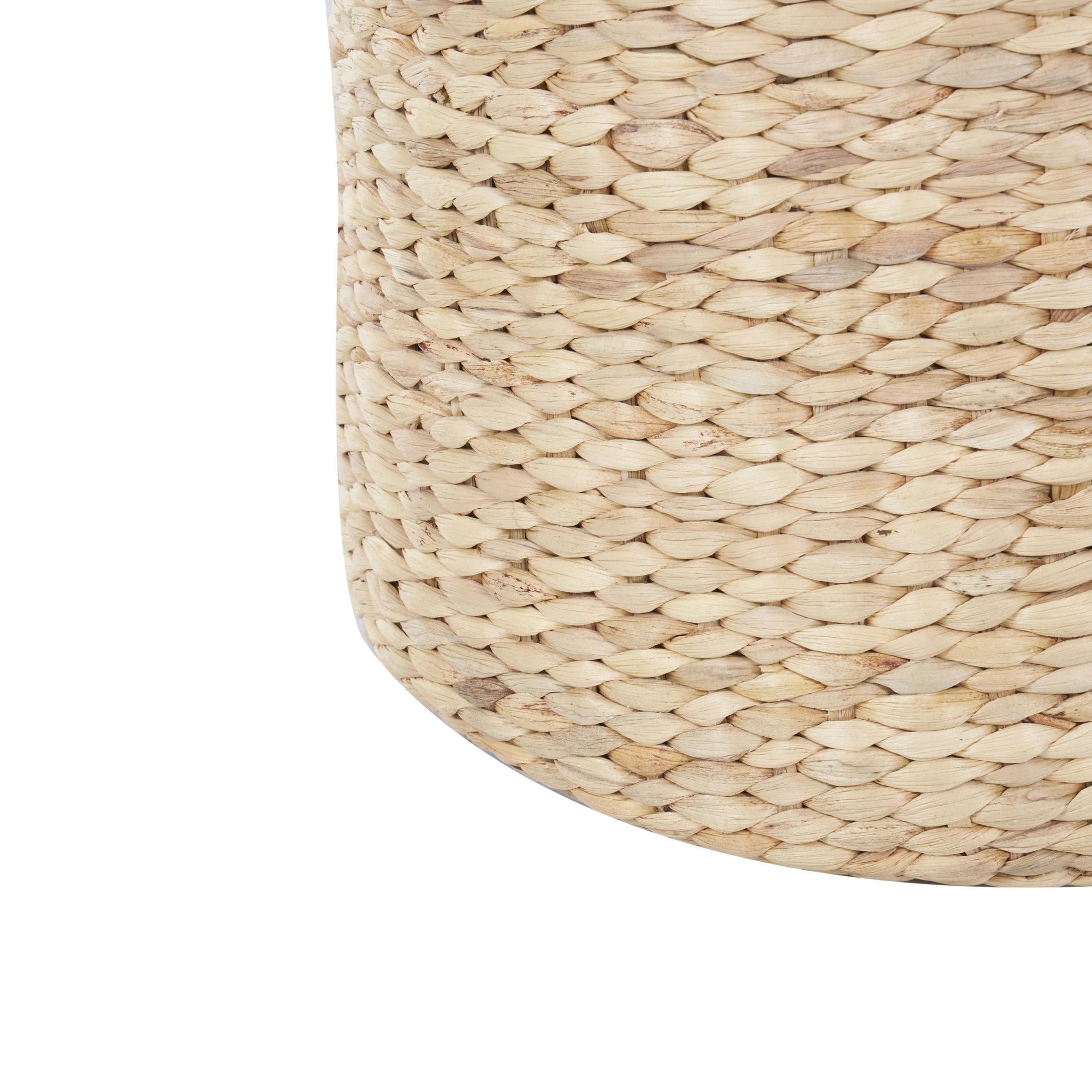 DecMode 16" x 19" Brown Seagrass Handmade Woven Drum Accent Table, 1-Piece