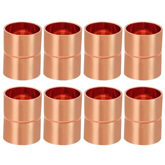 Uxcell 7/8 Inch ID Copper Coupling Fittings, 8 Pcs Rolled Tube Stop Straight Pipe Fitting Welding Joint for HVAC