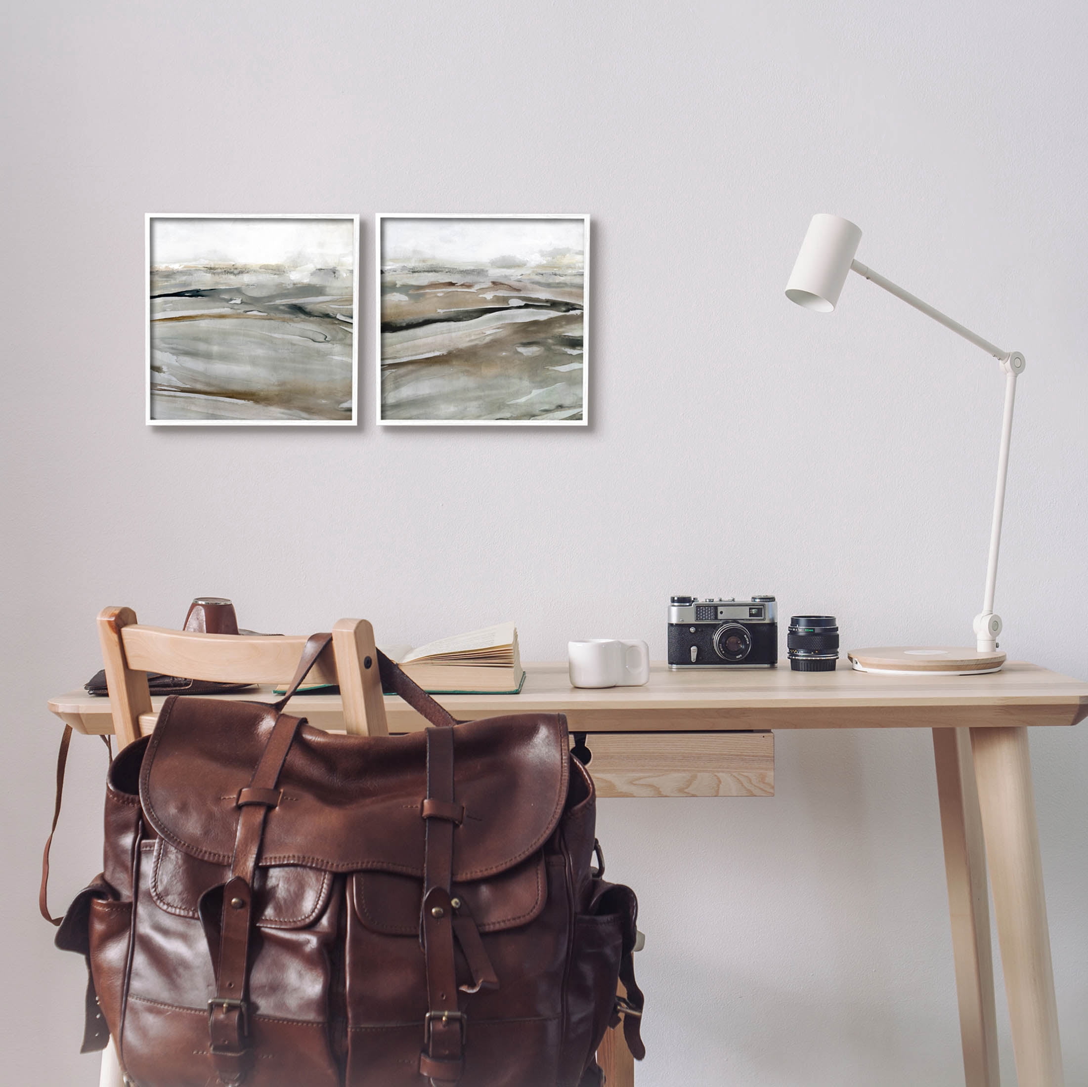 Stupell Industries Abstract Brown Landscape Composition Painting White Framed Art Print Wall Art, Set of 2, Design by Carol Robinson
